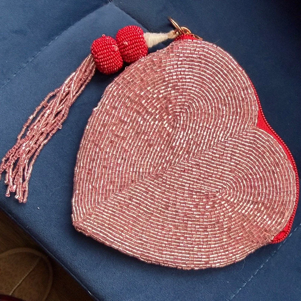 Source Unknown Heart-Shaped Beaded Wallet - Pink and Red - Picture 5 of 6